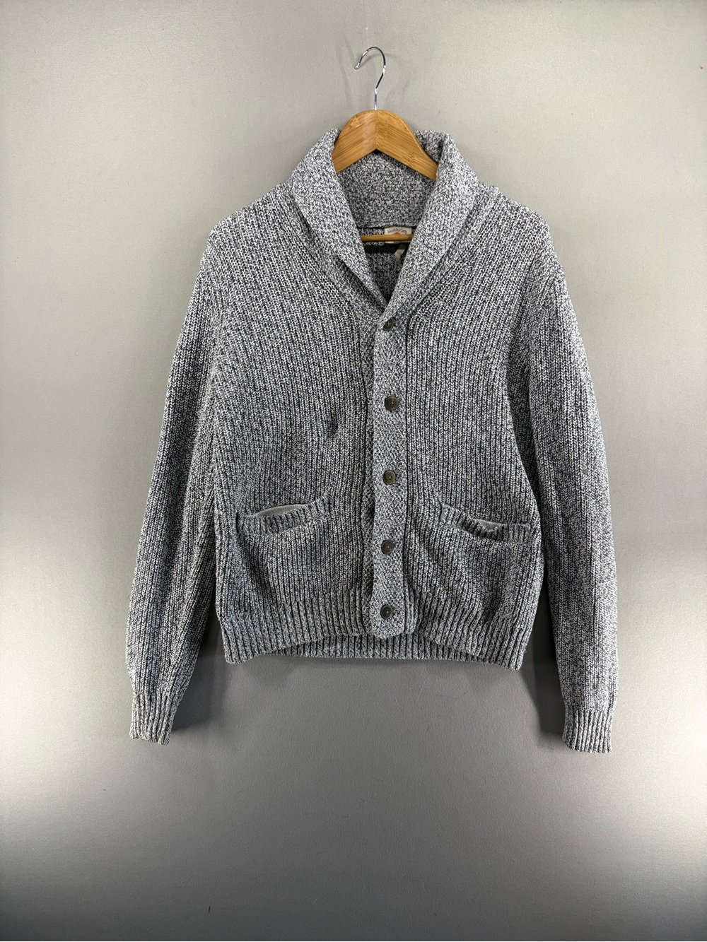 Faherty Sweater Mens Medium Gray  Shawl Collar Cotton Cashmere Button Cardigan
